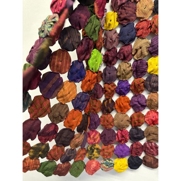 Handmade Yo-Yo Patchwork Silk Vest π Vintage Boho Festival Top β 100% Silk - Picture 2 of 7